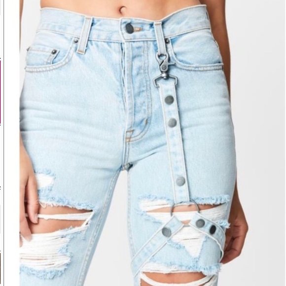 Carmar | Distressed denim harness light wash jeans - Picture 2 of 11